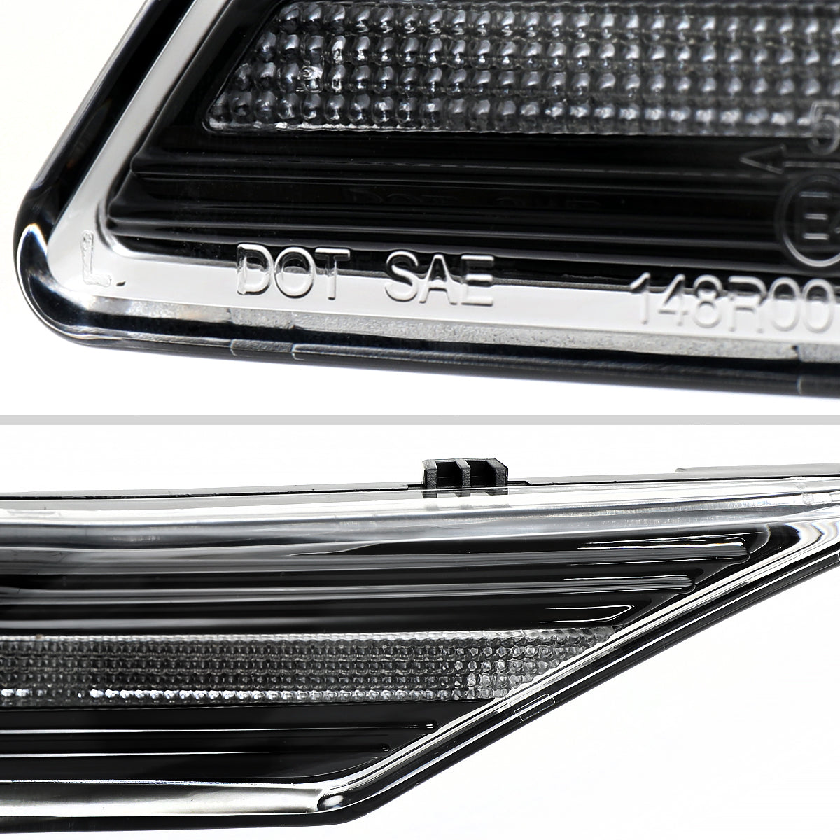 2020-2025 Porsche Taycan 4S Sequential LED Front Bumper Side Marker Turn Signal Lights (Chrome Housing / Clear Lens)