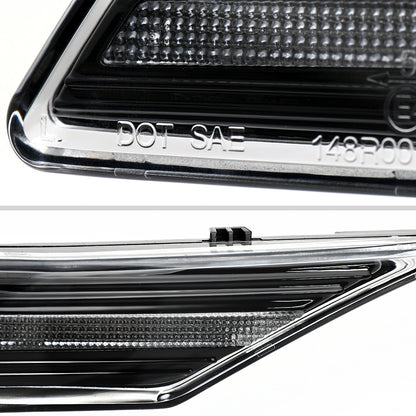 2020-2025 Porsche Taycan 4S Sequential LED Front Bumper Side Marker Turn Signal Lights (Chrome Housing / Clear Lens)