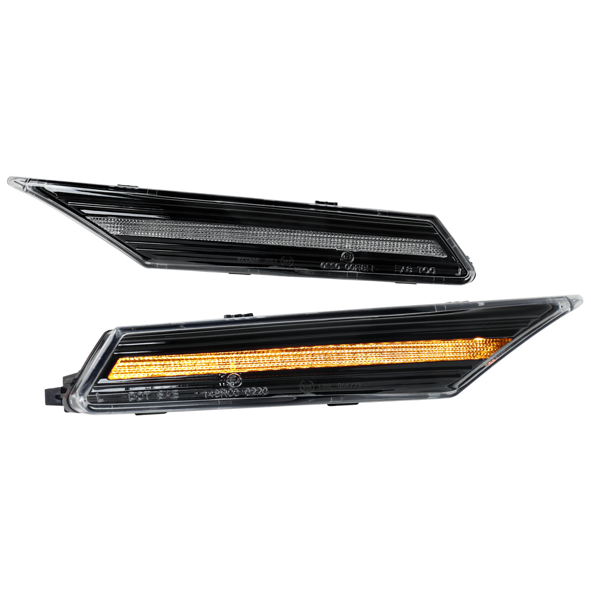 2020-2025 Porsche Taycan 4S Sequential LED Front Bumper Side Marker Turn Signal Lights (Chrome Housing / Clear Lens)