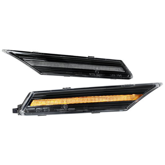2020-2025 Porsche Taycan 4S Sequential LED Front Bumper Side Marker Turn Signal Lights (Chrome Housing / Clear Lens)