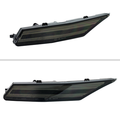 2020-2025 Porsche Taycan 4S Sequential LED Front Bumper Side Marker Turn Signal Lights (Chrome Housing / Smoked Lens)