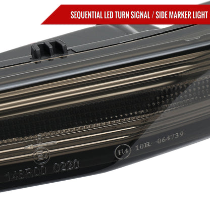 2020-2025 Porsche Taycan 4S Sequential LED Front Bumper Side Marker Turn Signal Lights (Chrome Housing / Smoked Lens)
