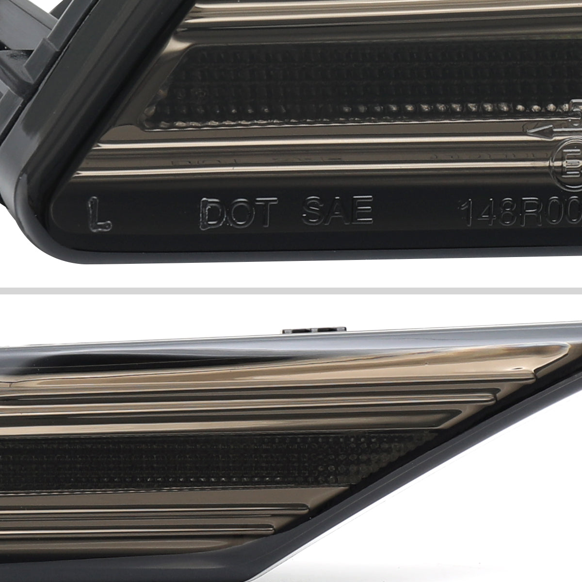 2020-2025 Porsche Taycan 4S Sequential LED Front Bumper Side Marker Turn Signal Lights (Chrome Housing / Smoked Lens)