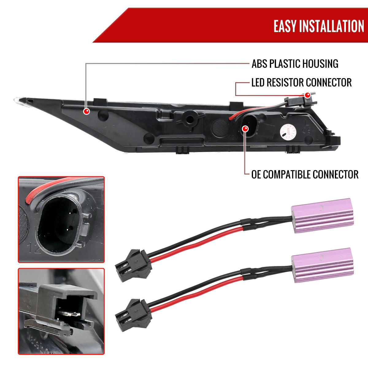 2020-2025 Porsche Taycan 4S Sequential LED Front Bumper Side Marker Turn Signal Lights (Chrome Housing / Smoked Lens)