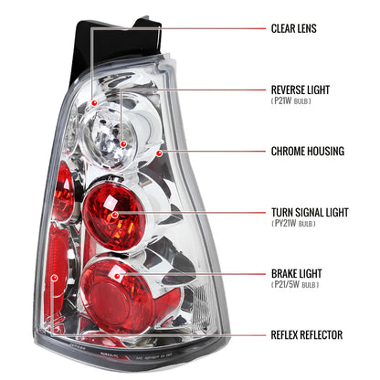 2003-2005 Toyota 4Runner Tail Lights (Chrome Housing/Clear Lens)