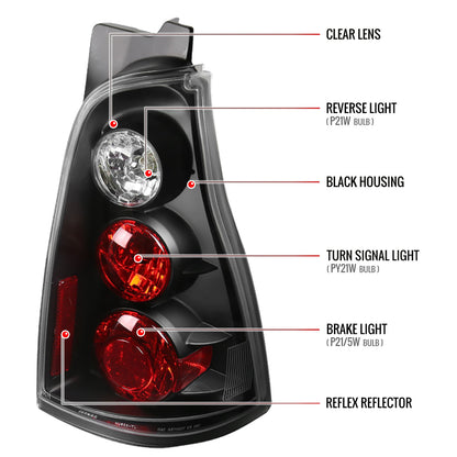 2003-2005 Toyota 4Runner Tail Lights (Matte Black Housing/Clear Lens)