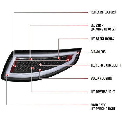 2005-2008 Porsche 911 997 Carrera / 2007-2009 911 997 GT3 LED Tail Lights (Matte Black Housing/Clear Lens)