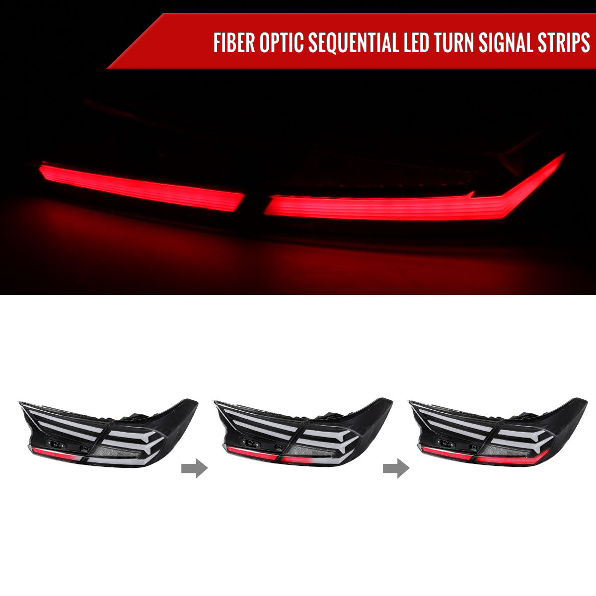 2018-2022 Honda Accord Sedan LED Sequential Signal Tail Lights (Matte Black Housing/Clear Lens)