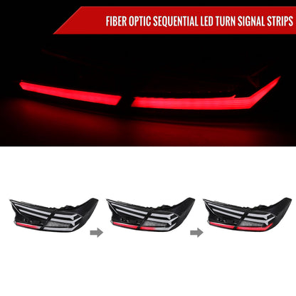 2018-2022 Honda Accord Sedan LED Sequential Signal Tail Lights (Matte Black Housing/Clear Lens)