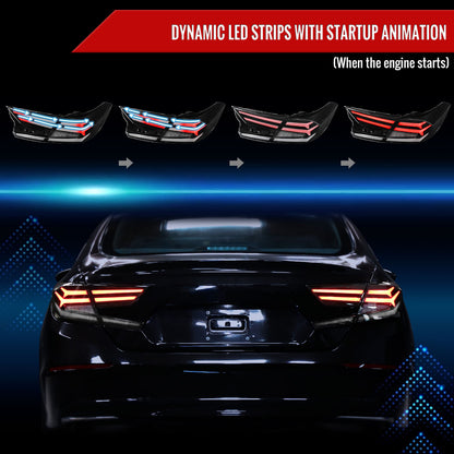 2018-2022 Honda Accord Sedan LED Sequential Signal Tail Lights (Matte Black Housing/Clear Lens)