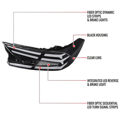 2018-2022 Honda Accord Sedan LED Sequential Signal Tail Lights (Matte Black Housing/Clear Lens)