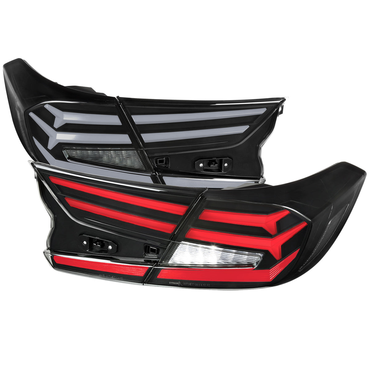 2018-2022 Honda Accord Sedan LED Sequential Signal Tail Lights (Matte Black Housing/Clear Lens)