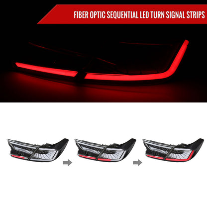 2018-2022 Honda Accord Sedan SQ2 LED Sequential Signal Tail Lights (Matte Black Housing/Clear Lens)