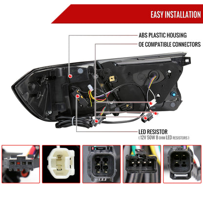 2018-2022 Honda Accord Sedan SQ2 LED Sequential Signal Tail Lights (Matte Black Housing/Clear Lens)