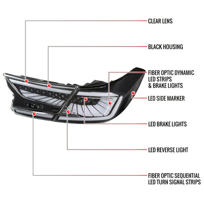 2018-2022 Honda Accord Sedan SQ2 LED Sequential Signal Tail Lights (Matte Black Housing/Clear Lens)