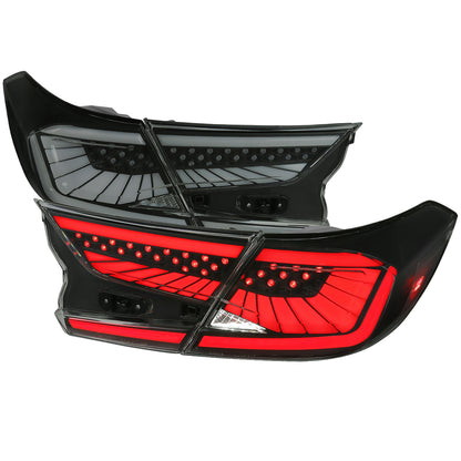 2018-2022 Honda Accord Sedan SQ2 LED Sequential Signal Tail Lights (Glossy Black Housing/Smoked Lens)