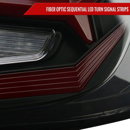 2018-2022 Honda Accord Sedan Red LED Sequential Signal Tail Lights (Matte Black Housing/Smoked Lens)