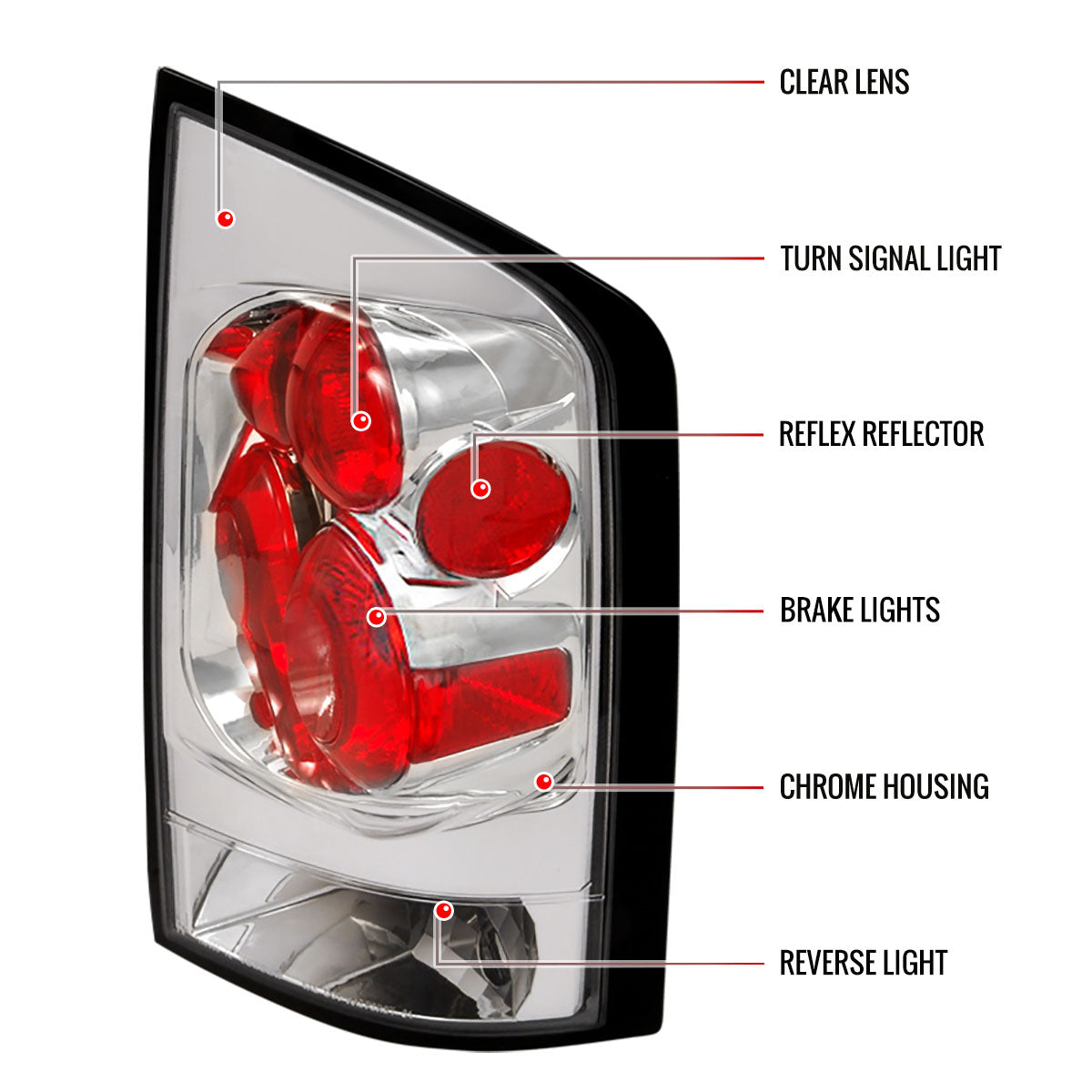 2005-2015 Nissan Armada Tail Lights (Chrome Housing/Clear Lens)
