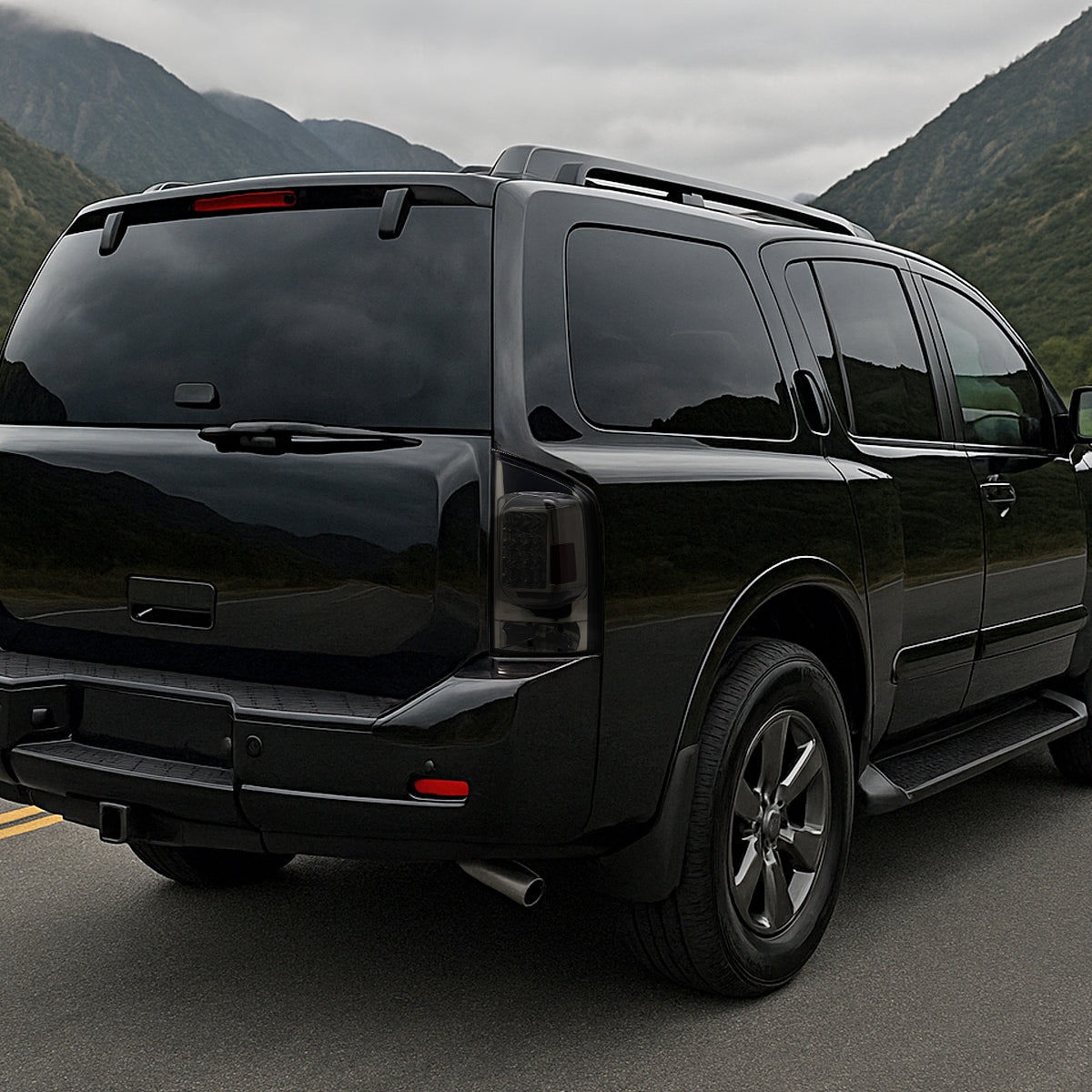 2005-2015 Nissan Armada LED Tail Lights (Chrome Housing/Smoked Lens)