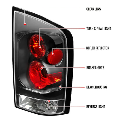 2005-2015 Nissan Armada Tail Lights (Matte Black Housing/Clear Lens)