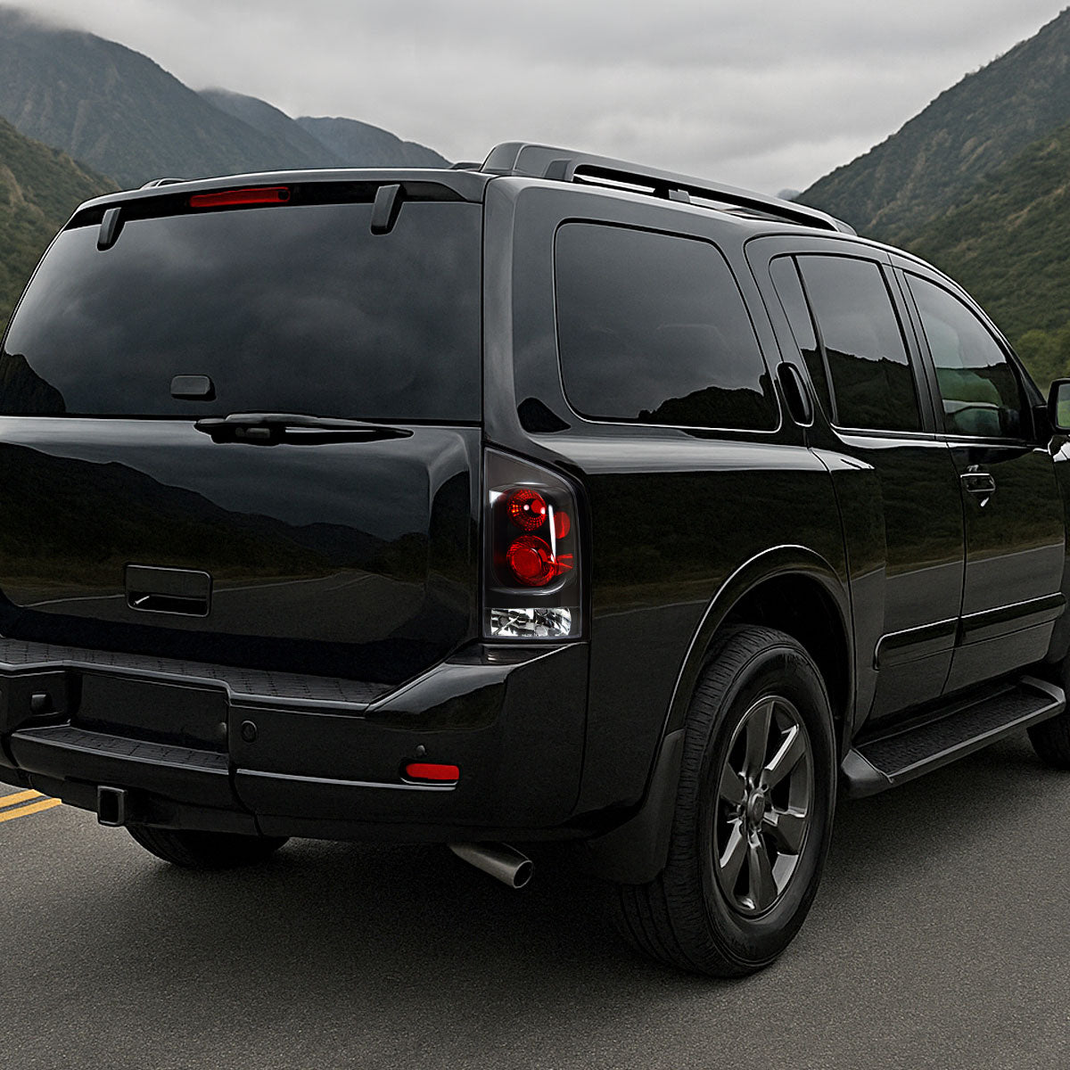 2005-2015 Nissan Armada Tail Lights (Matte Black Housing/Clear Lens)