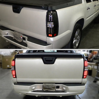 2007-2012 Chevrolet Avalanche LED Tail Lights (Matte Black Housing/Clear Lens)
