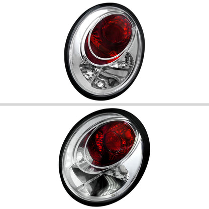 1998-2005 Volkswagen Beetle Tail Lights (Chrome Housing/Clear Lens)