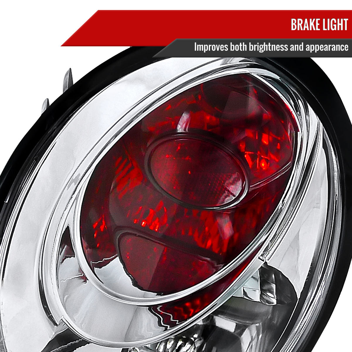 1998-2005 Volkswagen Beetle Tail Lights (Chrome Housing/Clear Lens)