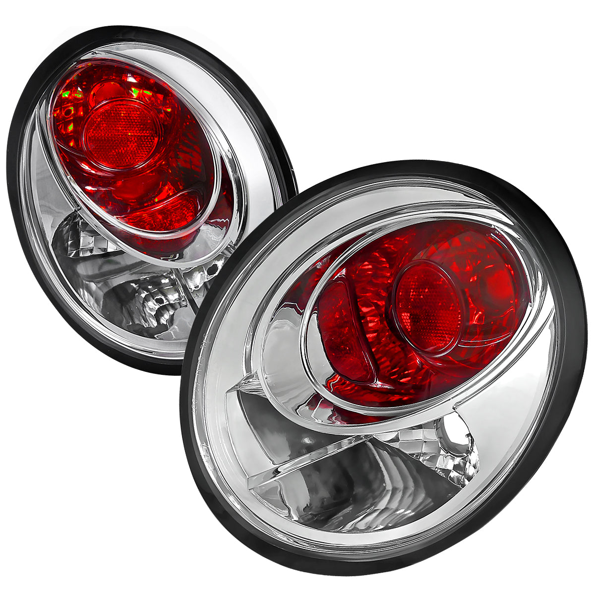 1998-2005 Volkswagen Beetle Tail Lights (Chrome Housing/Clear Lens)