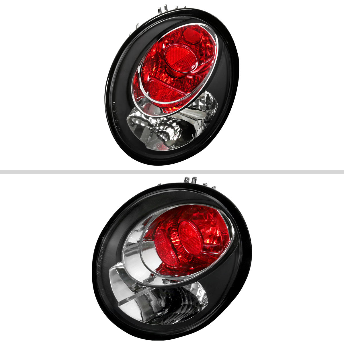 1998-2005 Volkswagen Beetle Tail Lights (Matte Black Housing/Clear Lens)