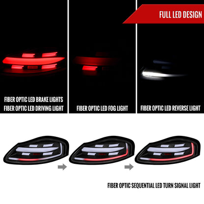 1997-2004 Porsche Boxster 986 LED Sequential Tail Lights (Matte Black Housing/Clear Lens)