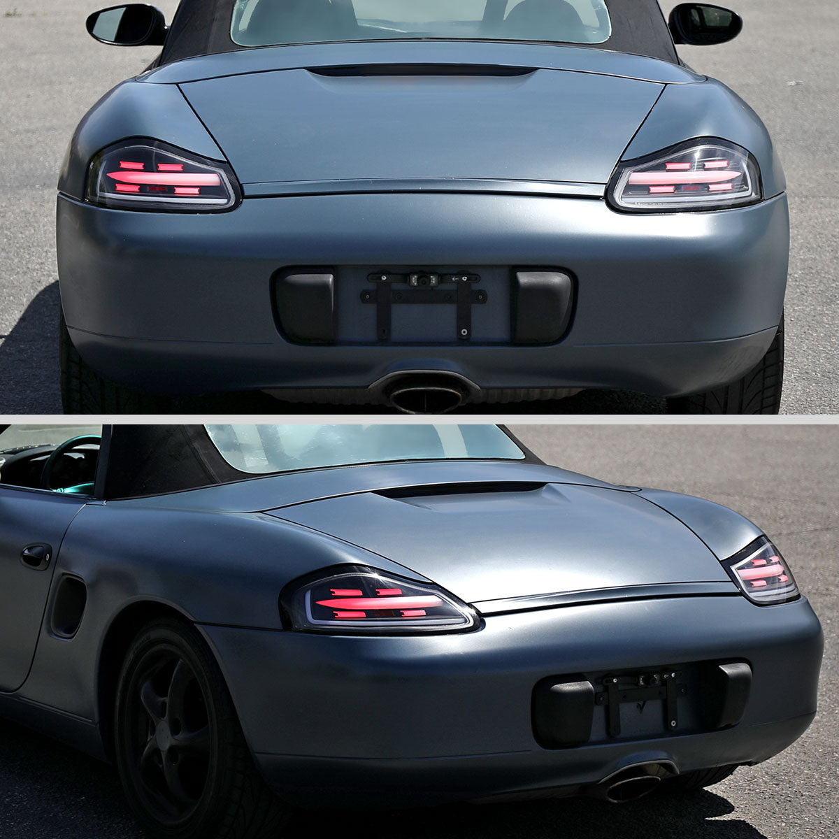 1997-2004 Porsche Boxster 986 LED Sequential Tail Lights (Matte Black Housing/Clear Lens)