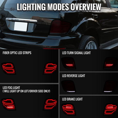 2006-2011 Mercedes Benz W164 ML Class LED Tail Lights (Chrome Housing/Red Smoked Lens)