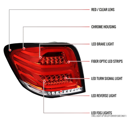 2006-2011 Mercedes Benz W164 ML Class LED Tail Lights (Chrome Housing/Red Lens)