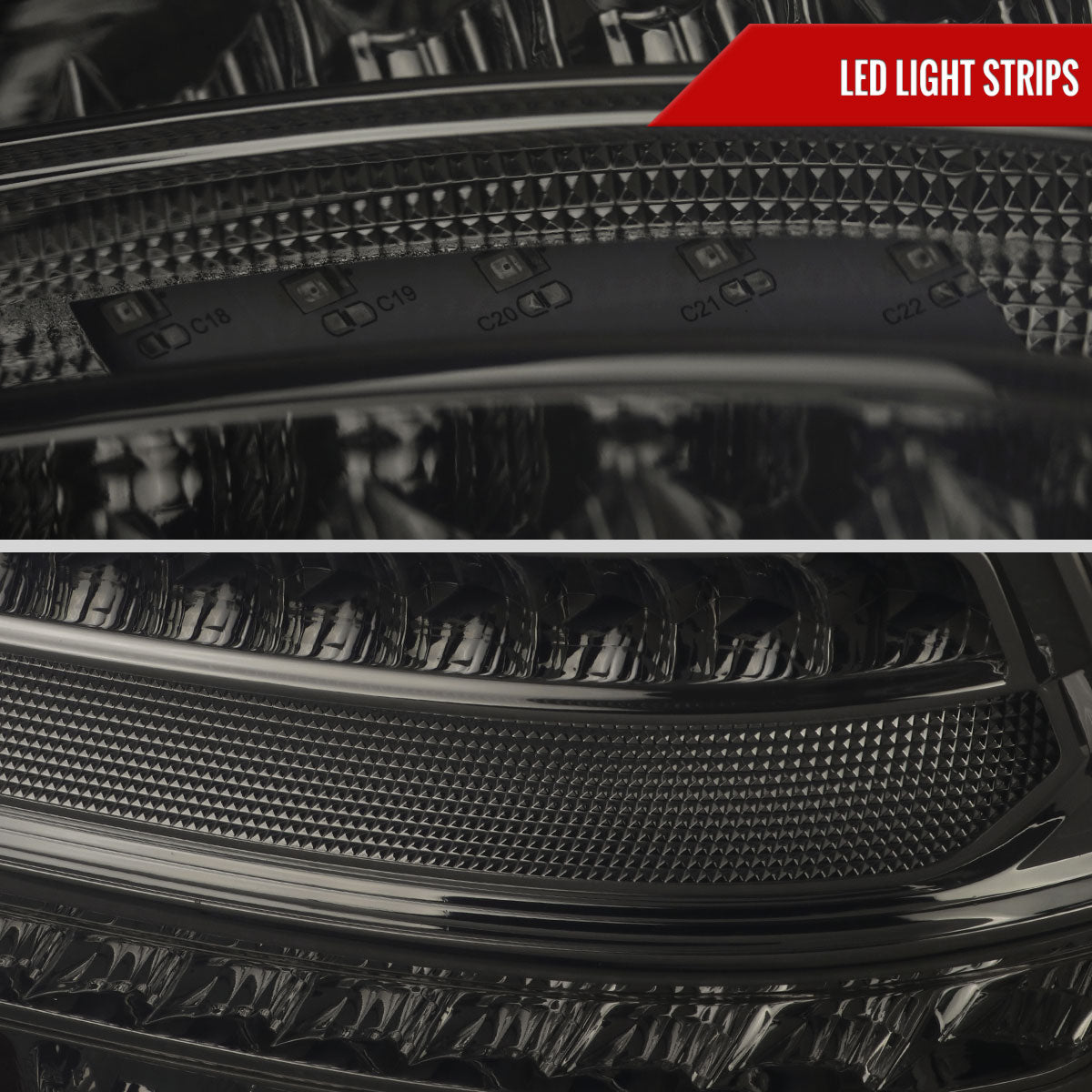 2001-2004 Mercedes Benz W203 C-Class Sequential Turn Signal LED Tail Lights (Chrome Housing/Smoked Lens)