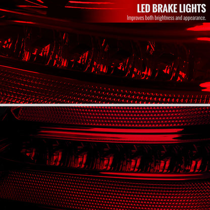 2001-2004 Mercedes Benz W203 C-Class Sequential Turn Signal LED Tail Lights (Chrome Housing/Red Smoked Lens)
