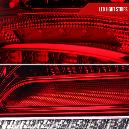 2001-2004 Mercedes Benz W203 C-Class Sequential Turn Signal LED Tail Lights (Chrome Housing/Red Lens)