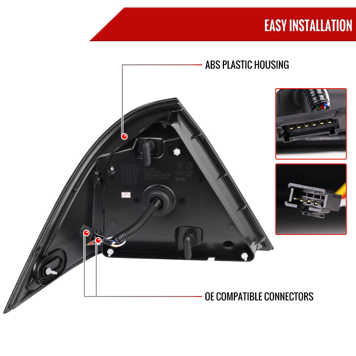 2001-2004 Mercedes Benz W203 C-Class Sequential Turn Signal LED Tail Lights (Chrome Housing/Red Lens)