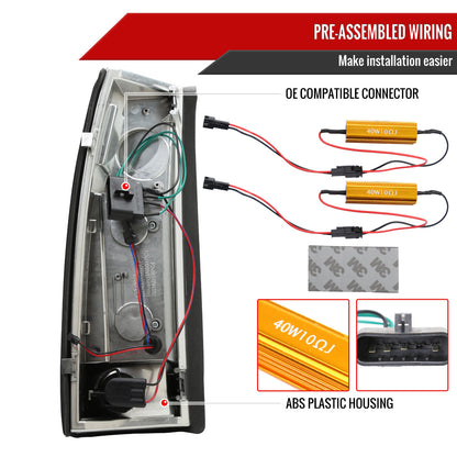 1988-2000 Chevrolet C/K C10/Silverado/Tahoe/Suburban GMC Sierra/Jimmy/Yukon APC LED Tail Lights (Chrome Housing/Smoked Lens)