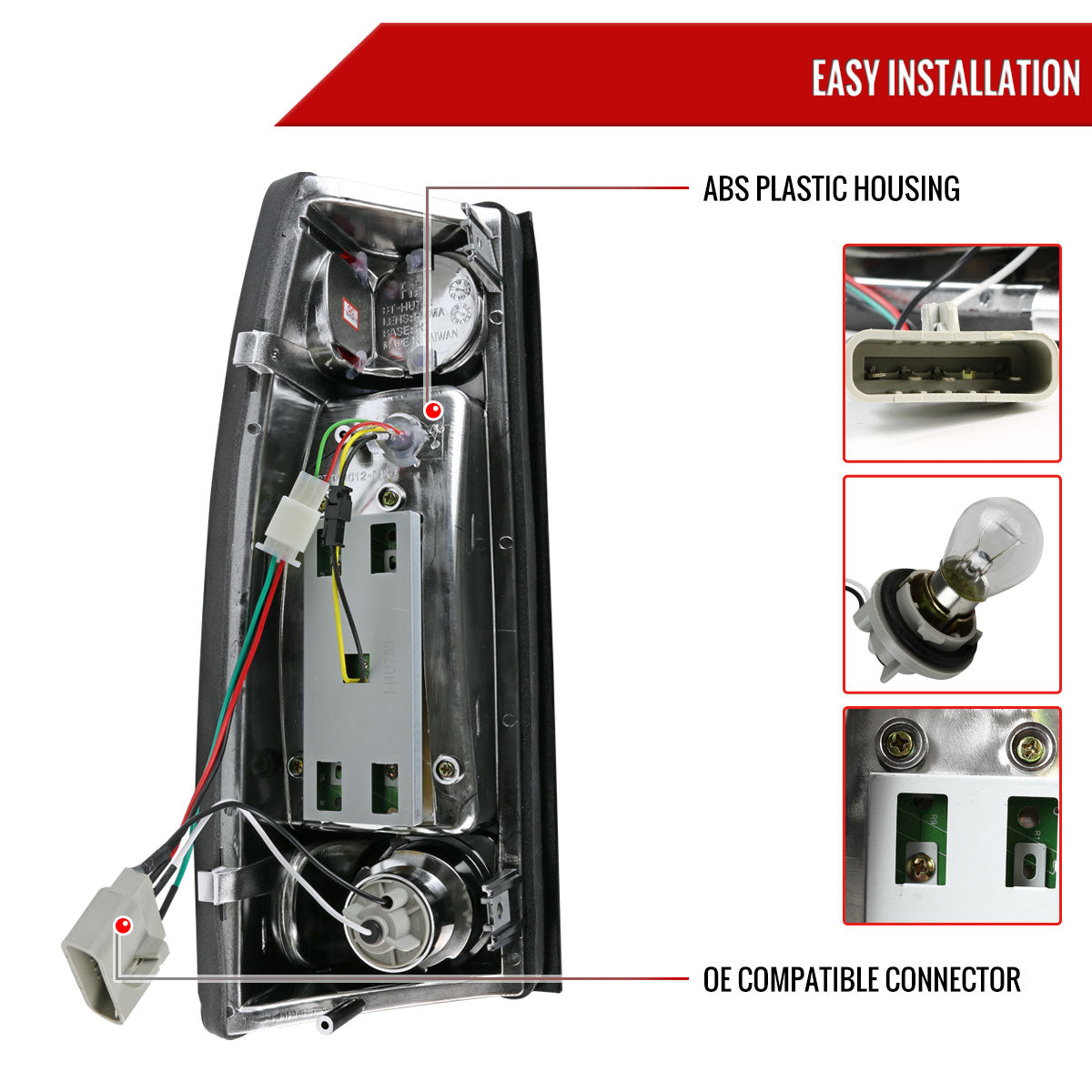 1988-2000 Chevrolet C/K C10/Silverado/Tahoe/Suburban GMC Sierra/Jimmy/Yukon LED Tail Lights (Chrome Housing/Smoked Lens)