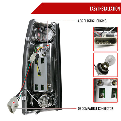 1988-2000 Chevrolet C/K C10/Silverado/Tahoe/Suburban GMC Sierra/Jimmy/Yukon LED Tail Lights (Chrome Housing/Smoked Lens)