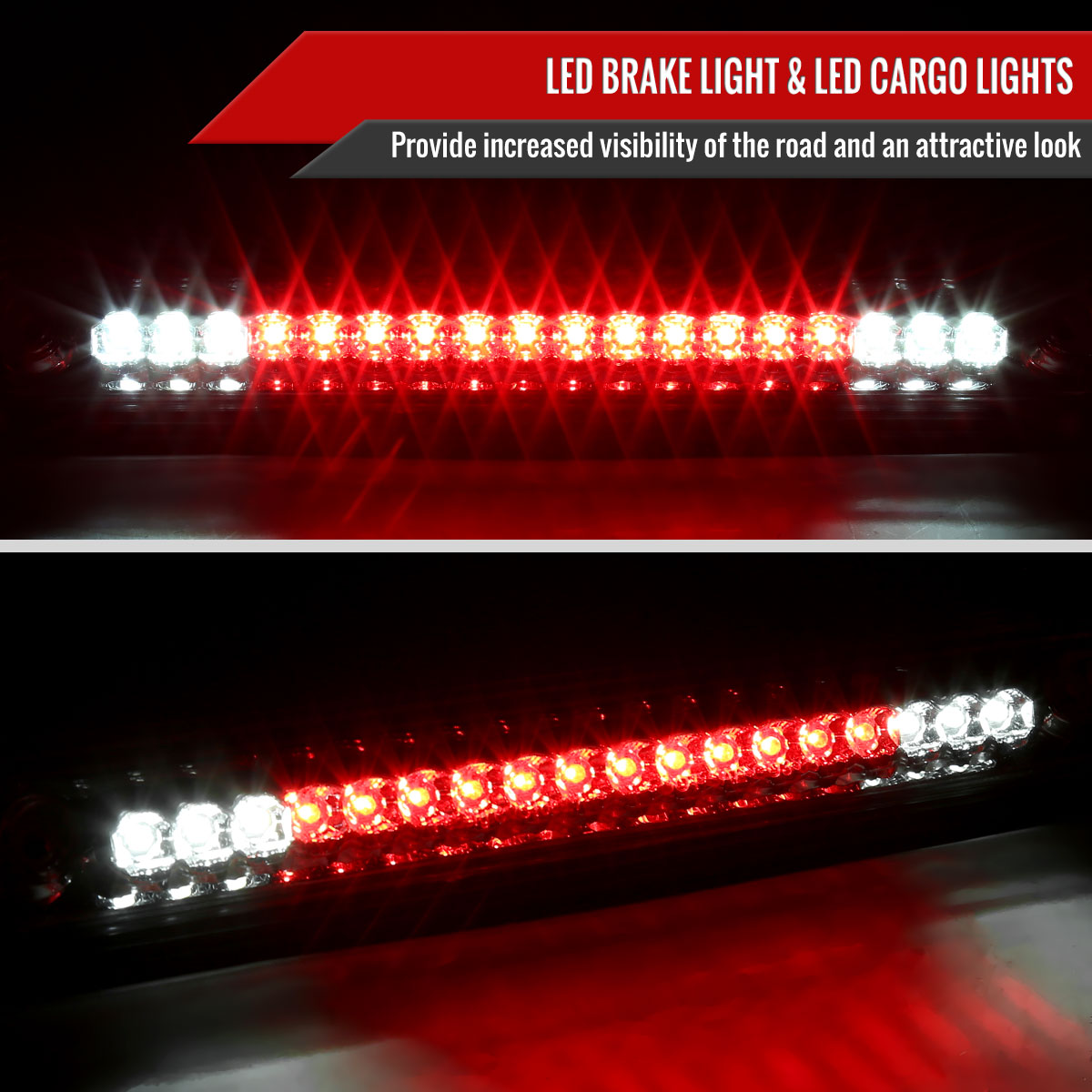1994-2000 Chevrolet GMC C/K 1500/2500/3500 LED 3rd Brake Tail Light (Chrome Housing/Smoked Lens)