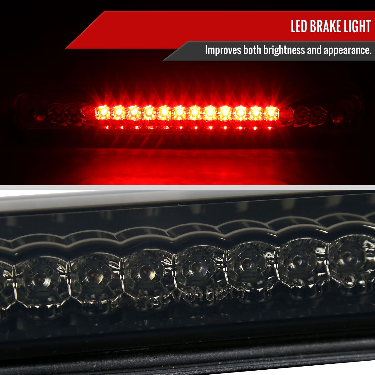 1994-2000 Chevrolet GMC C/K 1500/2500/3500 LED 3rd Brake Tail Light (Chrome Housing/Smoked Lens)