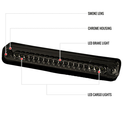 1994-2000 Chevrolet GMC C/K 1500/2500/3500 LED 3rd Brake Tail Light (Chrome Housing/Smoked Lens)