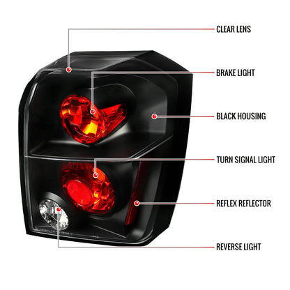 2007-2012 Dodge Caliber Tail Lights (Matte Black Housing/Clear Lens)