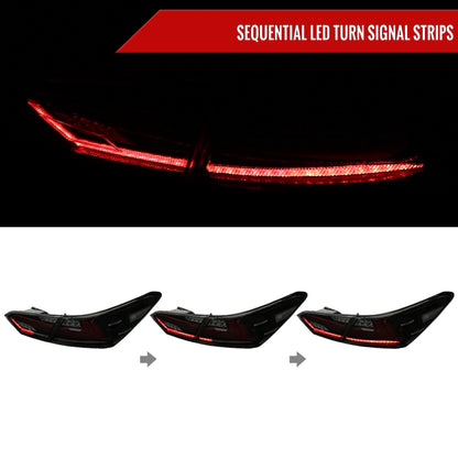 2018-2022 Toyota Camry LED Tail Lights w/ Sequential Signal Lamps (Glossy Black Housing/Smoked Lens)