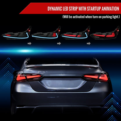 2018-2022 Toyota Camry LED Tail Lights w/ Sequential Signal Lamps (Matte Black Housing/Smoked Lens)
