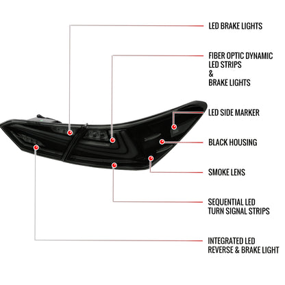 2018-2022 Toyota Camry LED Tail Lights w/ Sequential Signal Lamps (Matte Black Housing/Smoked Lens)