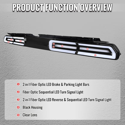 2008-2014 Dodge Challenger Sequential LED Turn Signal Tail Lights (Black Housing / Clear Lens / White Bars)