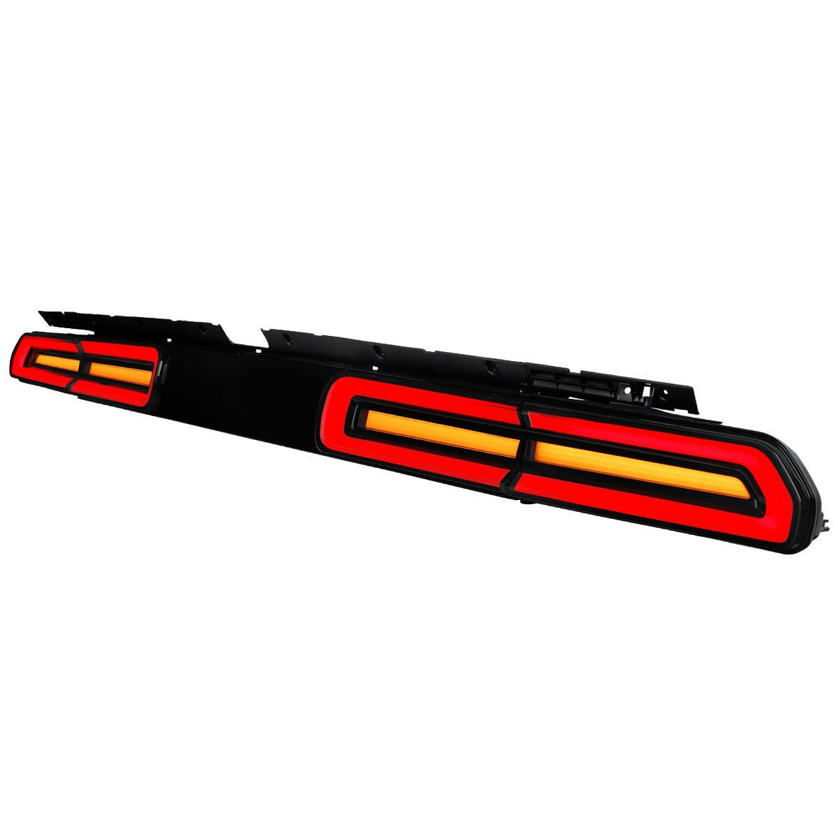 2008-2014 Dodge Challenger Sequential LED Turn Signal Tail Lights (Black Housing / Clear Lens / White Bars)